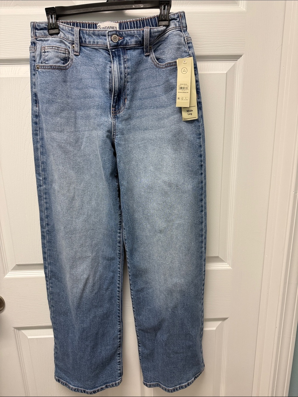 Light Wash elastic waist Wide Leg Jeans - Blue